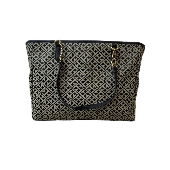 Tommy Hilfiger Women's Grey Signature Print Shoulder Tote Sz L - Picture 3 of 11